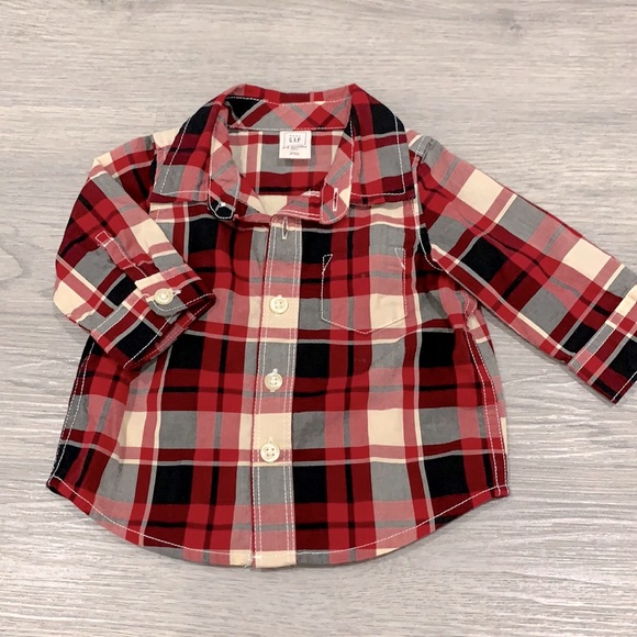 Baby Gap Red Plaid Button Down Shirt - Picture 1 of 3